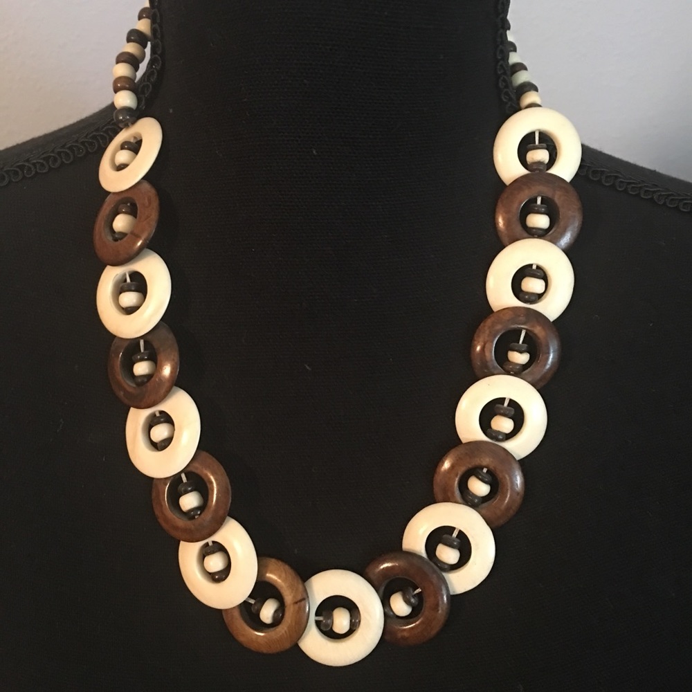 Brown & Taupe Button Necklace